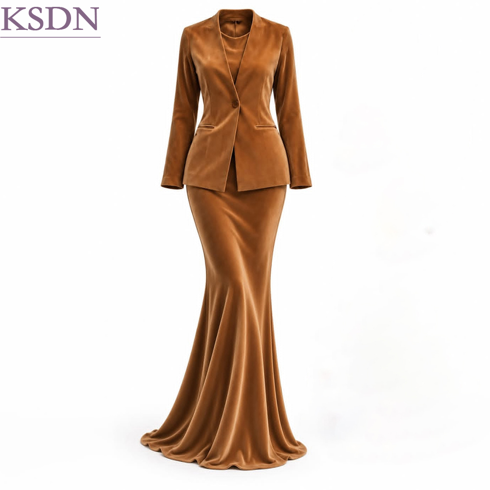Formal Skirt - Traje de terciopelo para mujer, elegante,