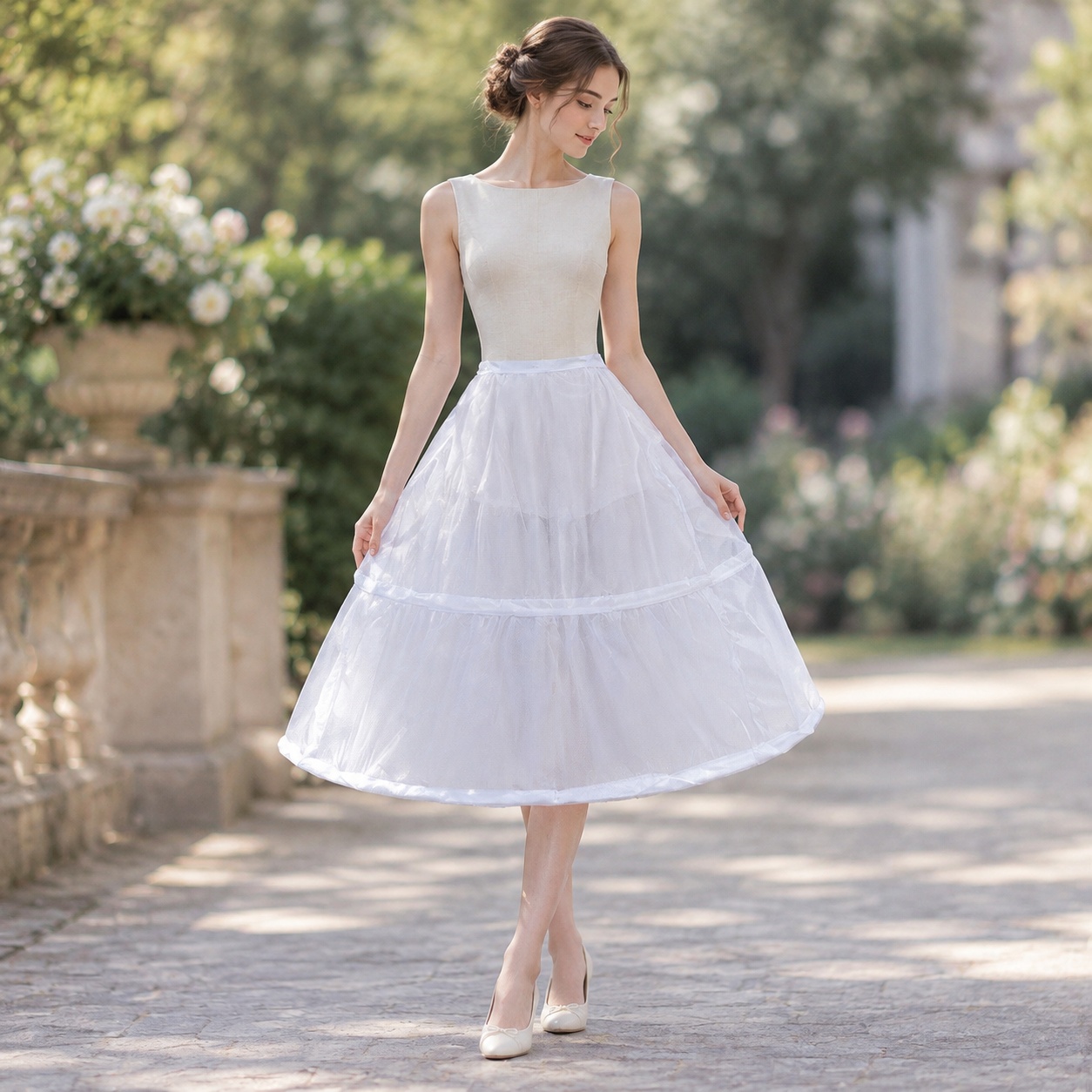 Midi Dress - Vestido largo de tul informal, de