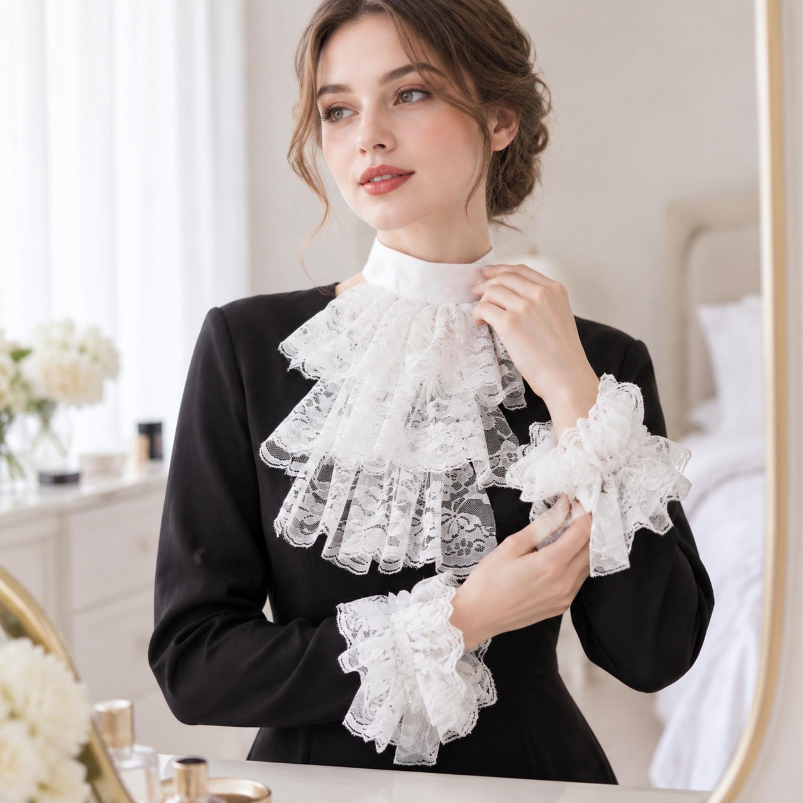 Lace Dress - Guantes con cuello de encaje para