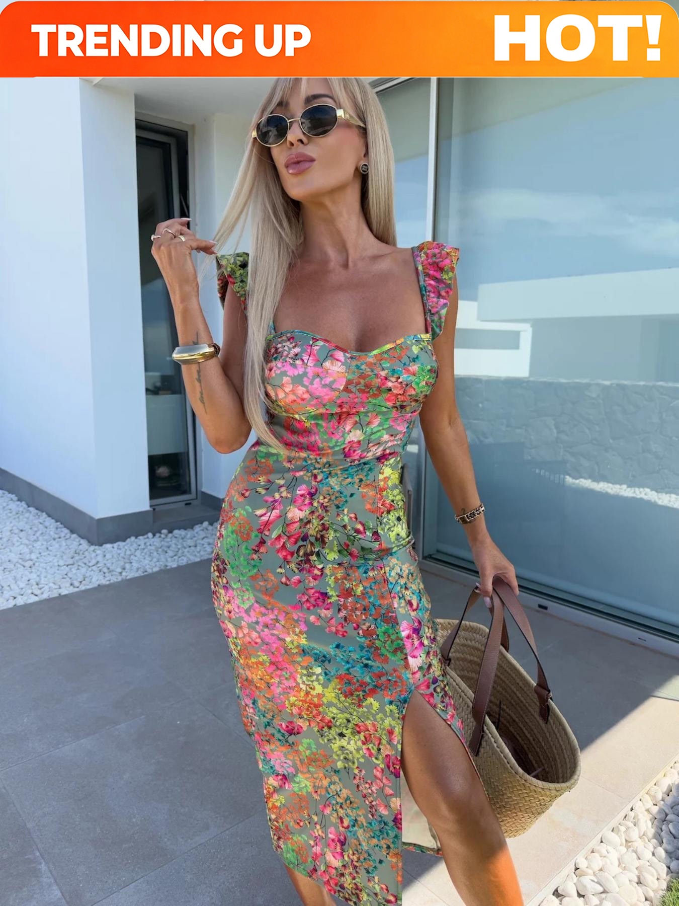 Midi Dress - Vestido elegante con estampado bohemio para