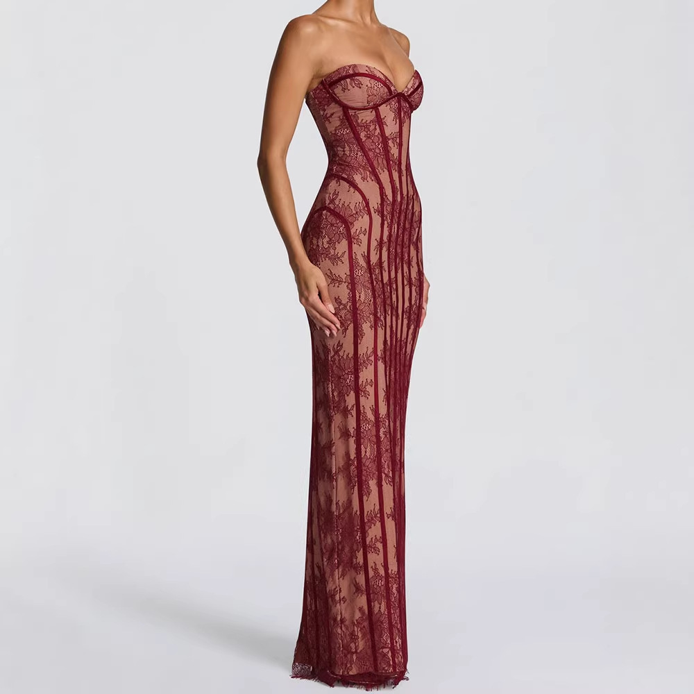 Evening Gown - Vestido Maxi Ajustado sin Tirantes para