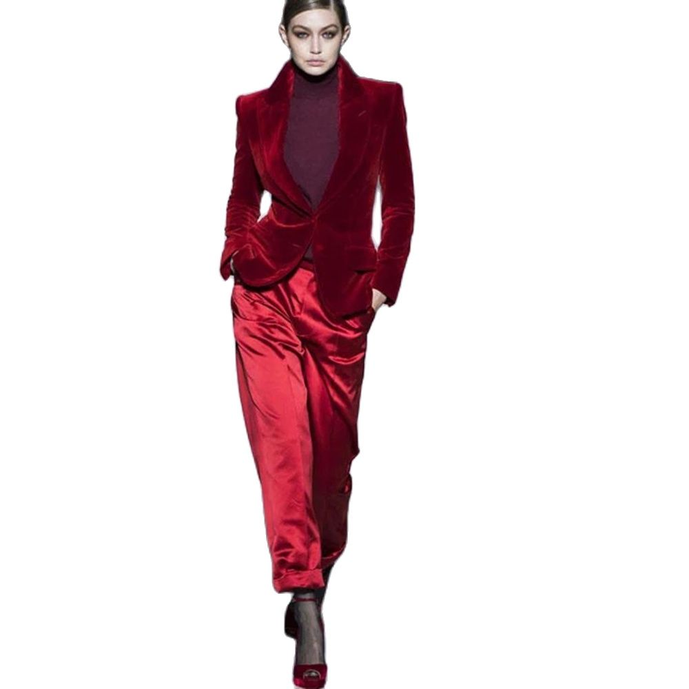 Traje de terciopelo rojo vino  - Women'S Red Formal Wear reseña y precio
