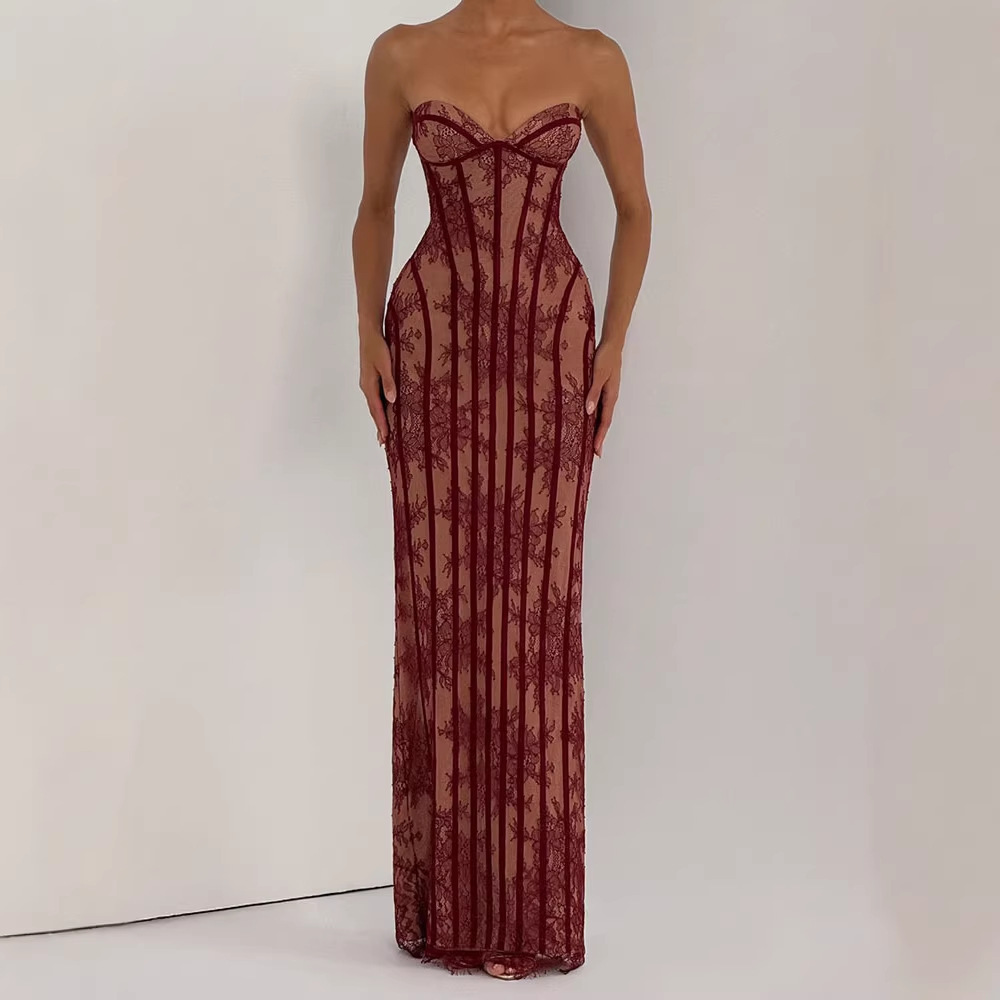 Vestido Maxi Ajustado sin Tira - Evening Gown reseña y precio
