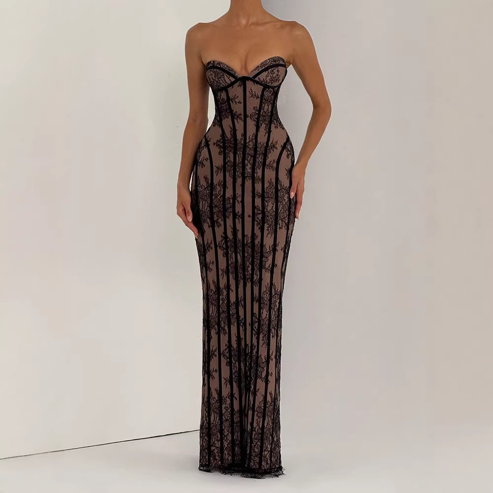 Vestido Maxi Ajustado sin Tira - Evening Gown reseña y precio